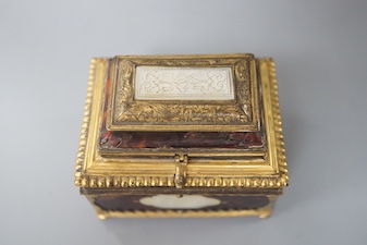 A 19th century gilt-brass and tortoiseshell casket 8cm